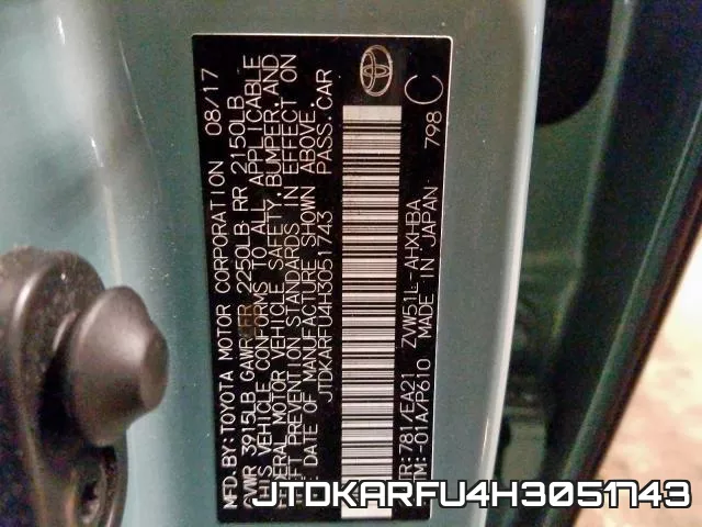 JTDKARFU4H3051743 фото 2