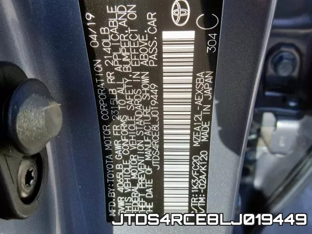 JTDS4RCE8LJ019449 фото 2