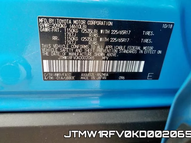 JTMW1RFV0KD002065 фото 2