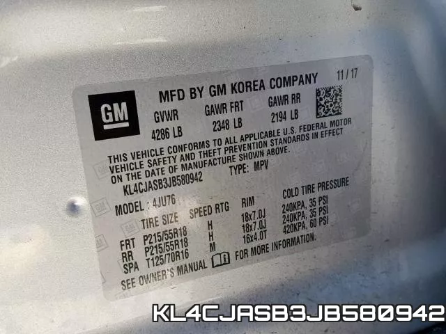 KL4CJASB3JB580942 фото 2