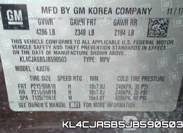 KL4CJASB5JB590503 фото 8