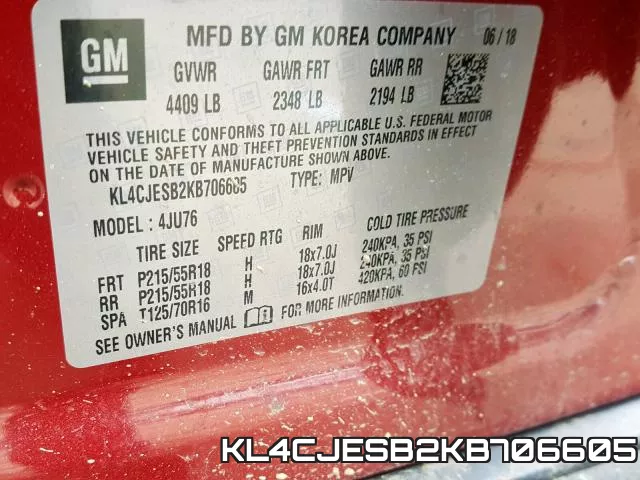 KL4CJESB2KB706605 фото 2