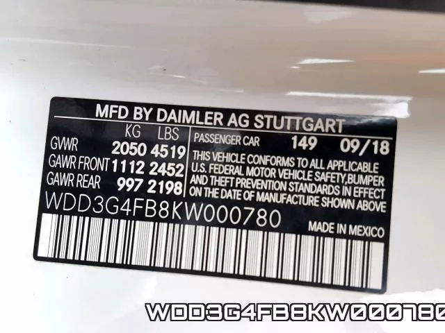 WDD3G4FB8KW000780 фото 2