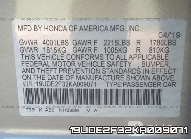 19UDE2F32KA009071 фото 6