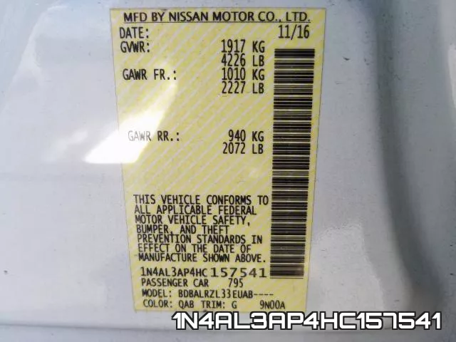 1N4AL3AP4HC157541 фото 2