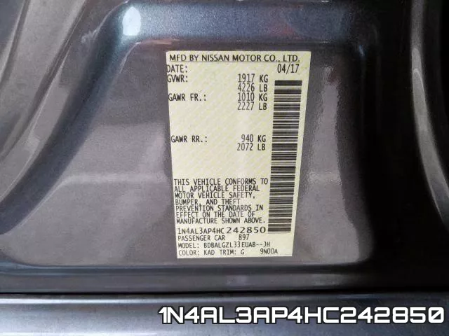 1N4AL3AP4HC242850 фото 2