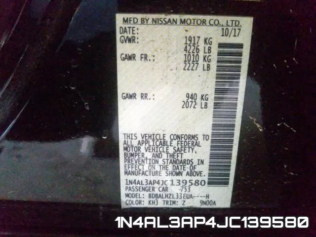 1N4AL3AP4JC139580 фото 2
