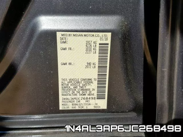 1N4AL3AP6JC268498 фото 2