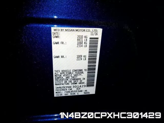 1N4BZ0CPXHC301429 фото 2