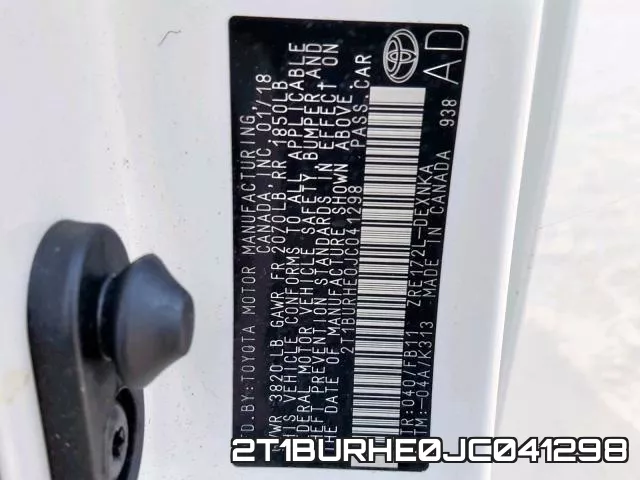 2T1BURHE0JC041298 фото 2