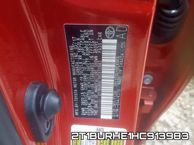 2T1BURHE1HC913983 фото 2