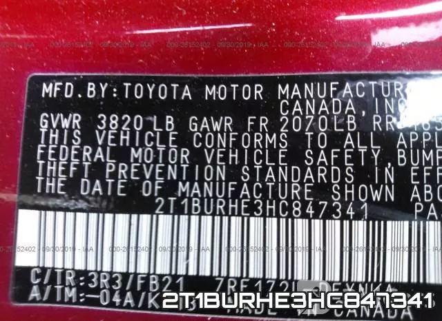2T1BURHE3HC847341 фото 8