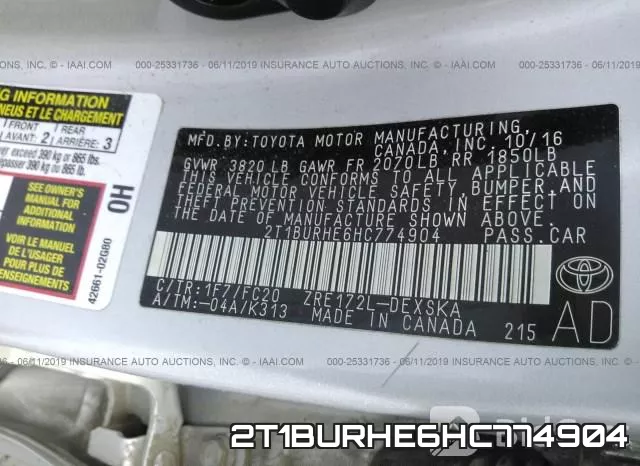 2T1BURHE6HC774904 фото 10