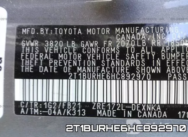 2T1BURHE6HC892970 фото 6
