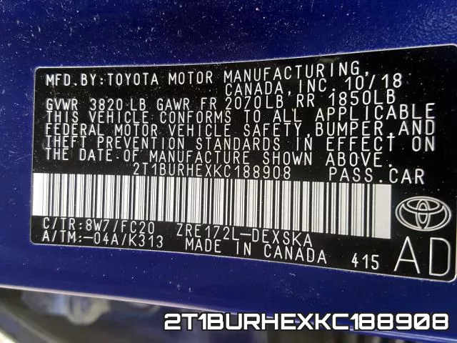 2T1BURHEXKC188908 фото 2