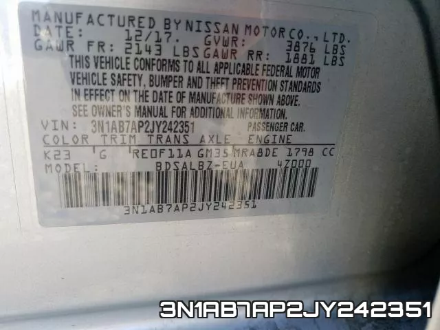 3N1AB7AP2JY242351 фото 2