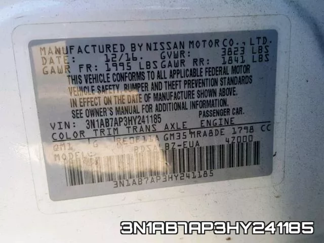 3N1AB7AP3HY241185 фото 2