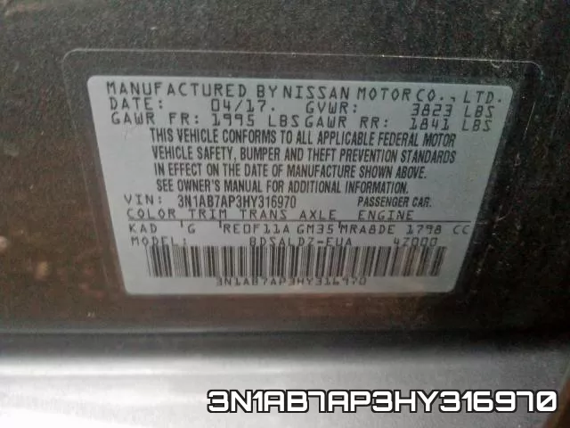 3N1AB7AP3HY316970 фото 2