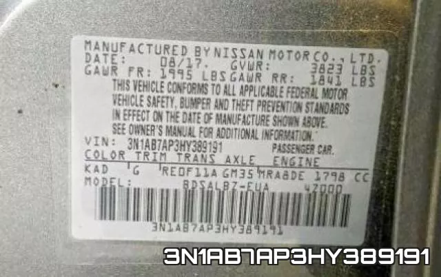 3N1AB7AP3HY389191 фото 2
