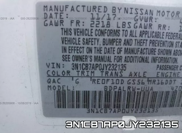 3N1CB7AP0JY232135 фото 8