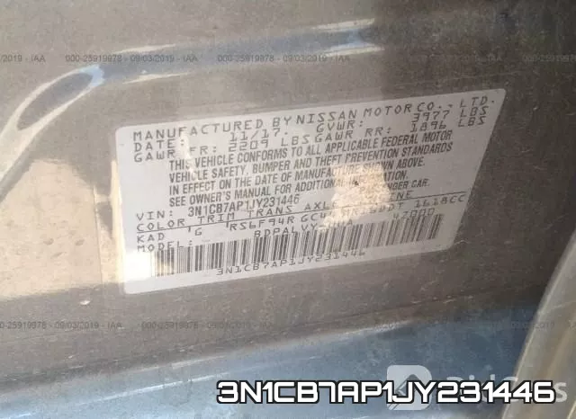 3N1CB7AP1JY231446 фото 8