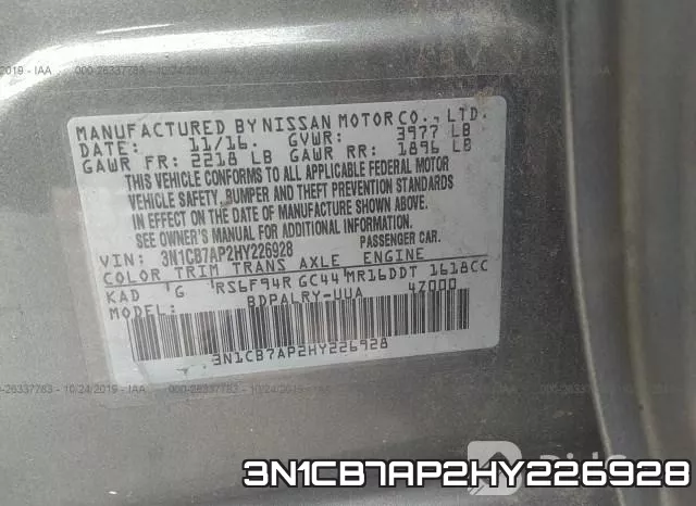 3N1CB7AP2HY226928 фото 9