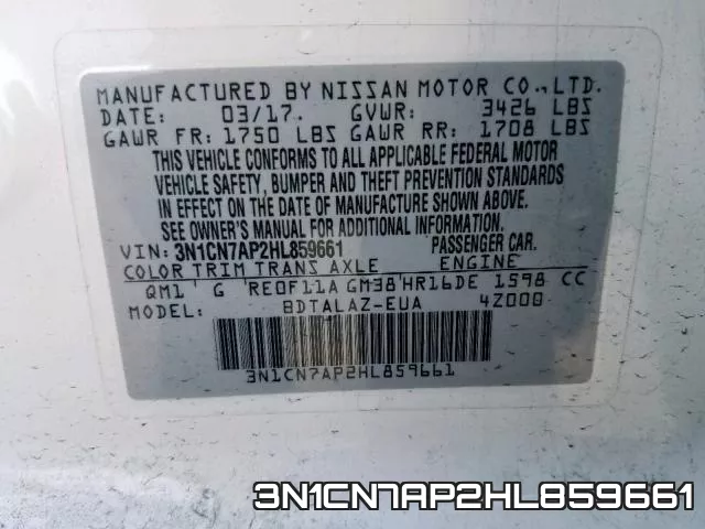 3N1CN7AP2HL859661 фото 2
