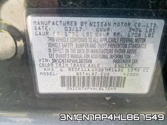 3N1CN7AP4HL867549 фото 2