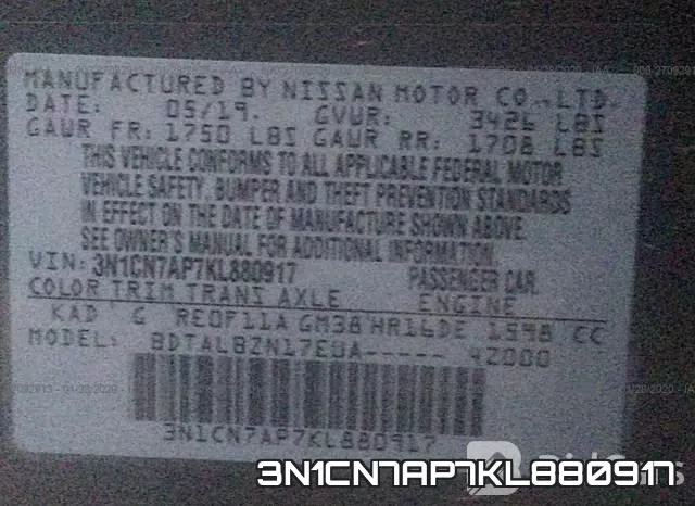 3N1CN7AP7KL880917 фото 10