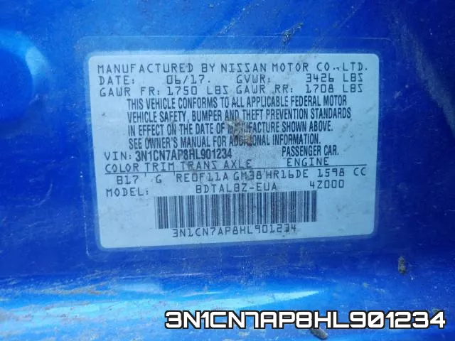 3N1CN7AP8HL901234 фото 2