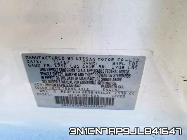 3N1CN7AP9JL841647 фото 2