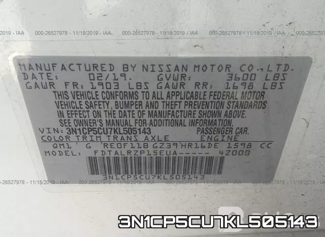 3N1CP5CU7KL505143 фото 8