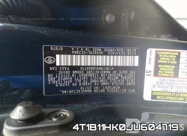 4T1B11HK0JU604719 фото 10
