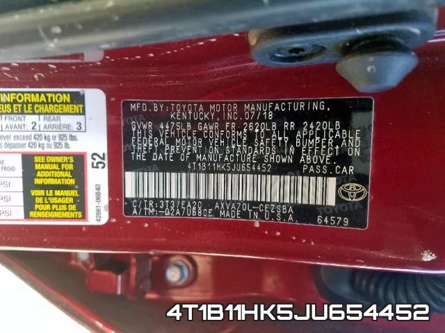 4T1B11HK5JU654452 фото 2