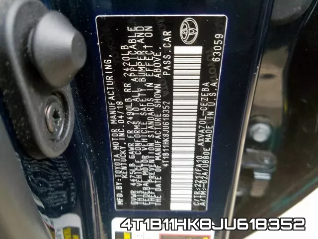 4T1B11HK8JU618352 фото 2