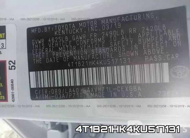 4T1B21HK4KU517131 фото 8