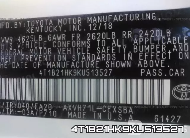 4T1B21HK9KU513527 фото 10
