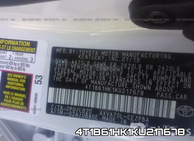 4T1B61HK1KU217678 фото 8