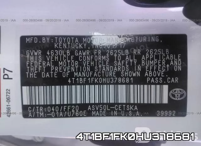 4T1BF1FK0HU378681 фото 8