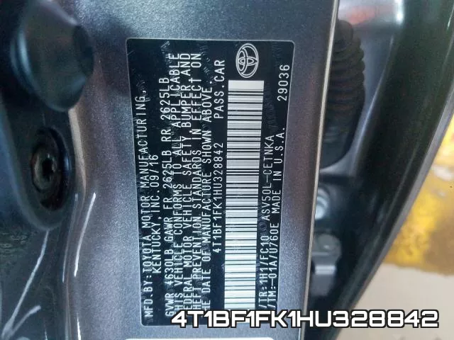 4T1BF1FK1HU328842 фото 2
