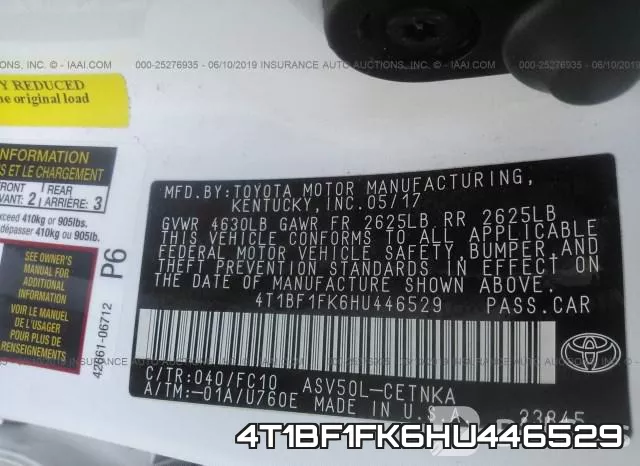 4T1BF1FK6HU446529 фото 7