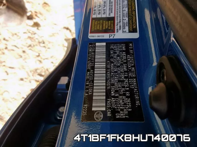 4T1BF1FK8HU740076 фото 2