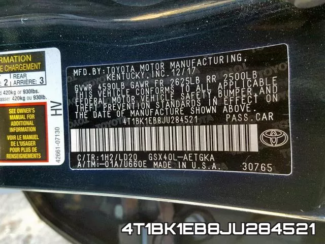 4T1BK1EB8JU284521 фото 2