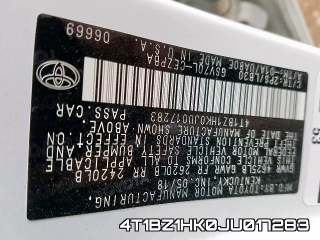 4T1BZ1HK0JU017283 фото 2