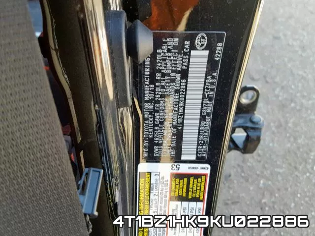 4T1BZ1HK9KU022886 фото 2