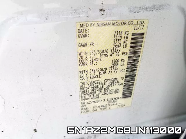 5N1AZ2MG8JN113000 фото 2
