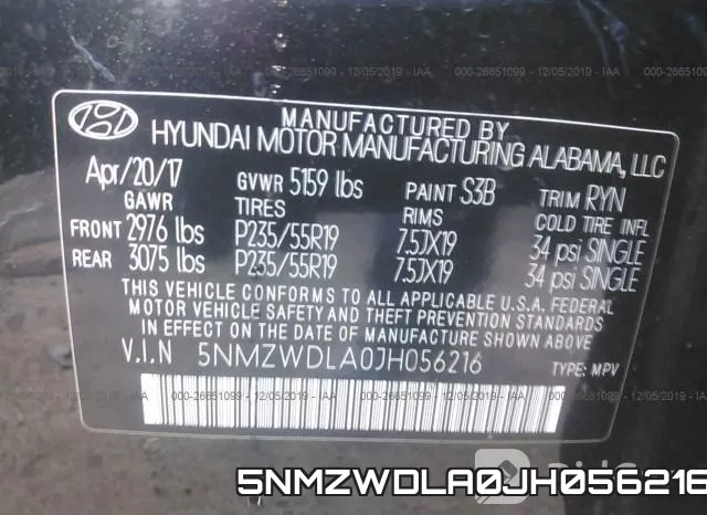 5NMZWDLA0JH056216 фото 10