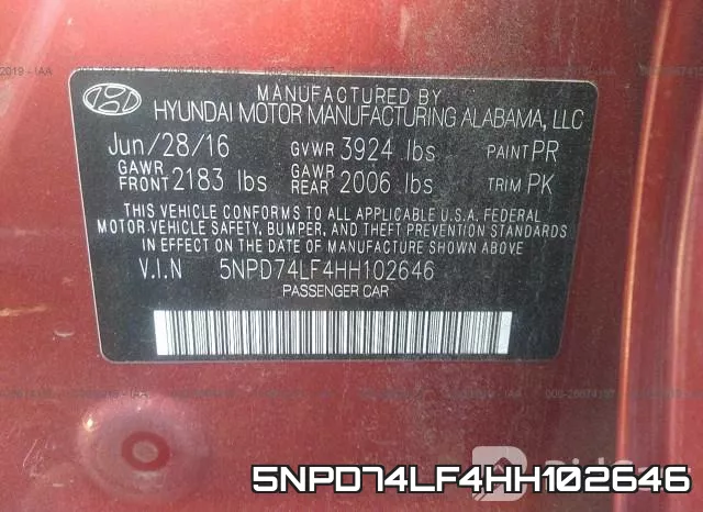 5NPD74LF4HH102646 фото 9