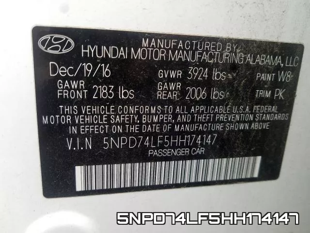 5NPD74LF5HH174147 фото 2