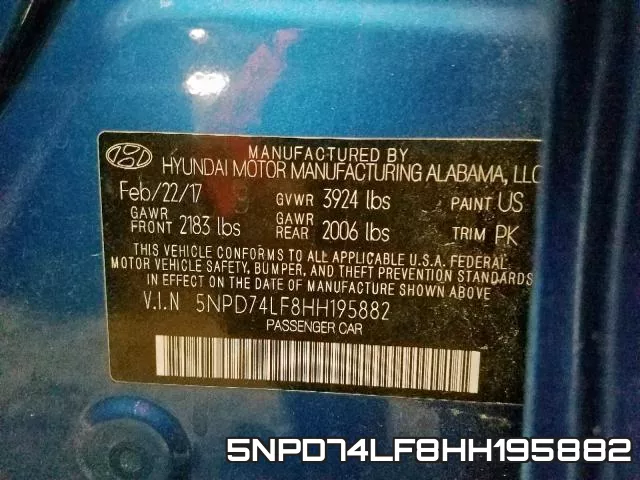 5NPD74LF8HH195882 фото 2